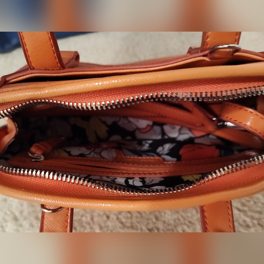Nine West Shoulder Crossbody Bag Purse Hand Bag, Orange, Faux Leather - Picture 7 of 11